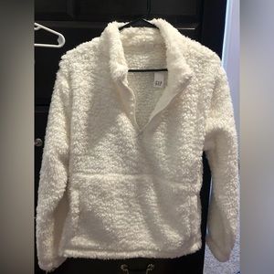 New with tags white gap winter zip up sweater, women size medium